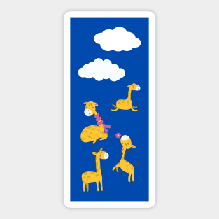 Clouds and Giraffes in Blue Sticker